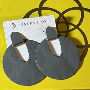 KENDRA SCOTT Diane Grey Matte Statement Earrings Hammered Metal-Retired